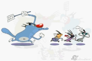 Oggy-and-the-Cockroaches-Run-Cartoon-Wallpaper